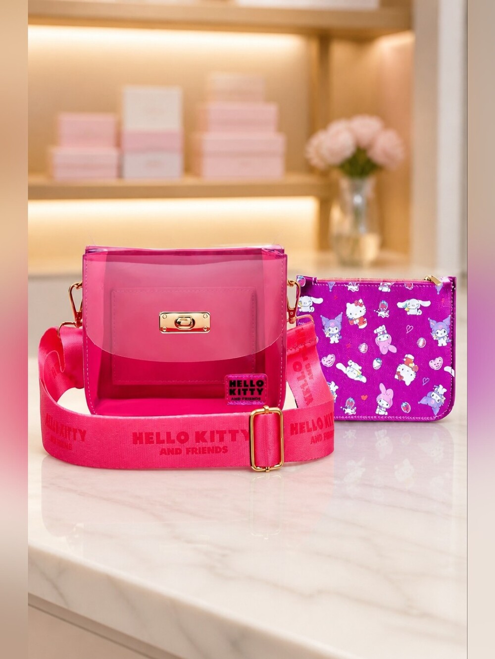 Hello Kitty Crossbody Bag With Removable Pouch NWT - Picture 2 of 4